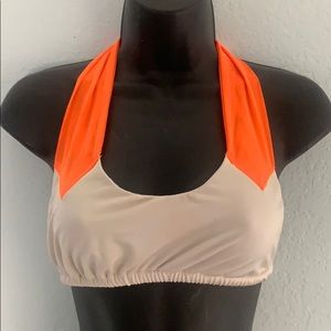 NakedGirls™️ White Bikini Top With Neon Orange Tie